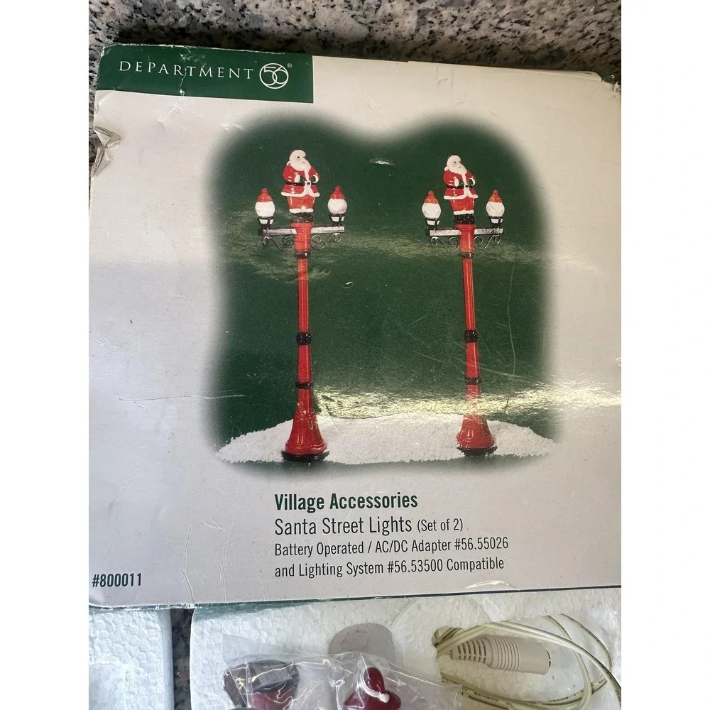 Department 56 Santa‎ Street Lights Set Of 2 #800011 Battery Operated Holiday
